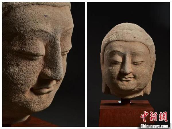 流失海外近一個(gè)世紀(jì)的天龍山石窟第8窟北壁主尊佛首 國(guó)家文物局供圖 羅征 攝